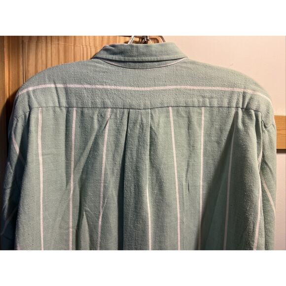 Kenny Rogers Vintage Mens XLT Green Striped Long Sleeve Button Down Cotton Shirt - Picture 9 of 11